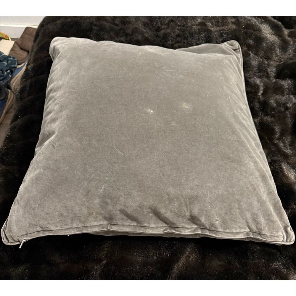 IKEA SANELA Gray Cotton Velvet 24" x 24" Pillow Cover (Cover Only)